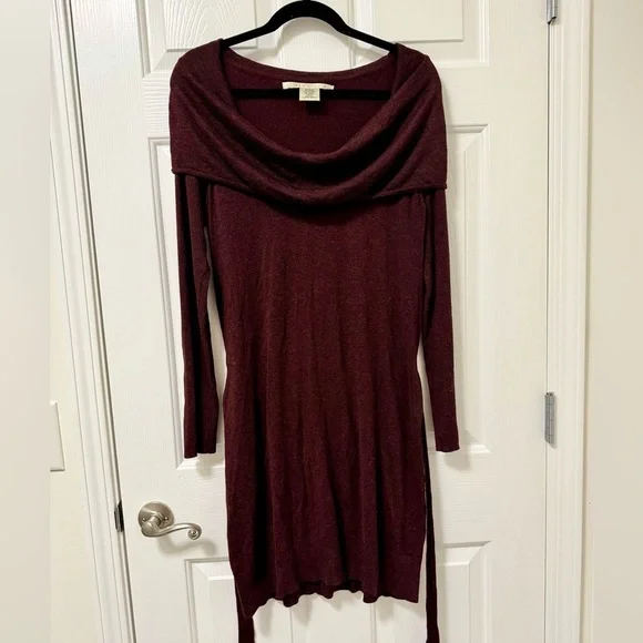 Max Studio off the shoulder or cowl neck sweater dress with removable belt (DJ1) - Picture 3 of 6